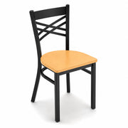 Glownary Cross Back Chair with Natural Wood Seat, Black Finish