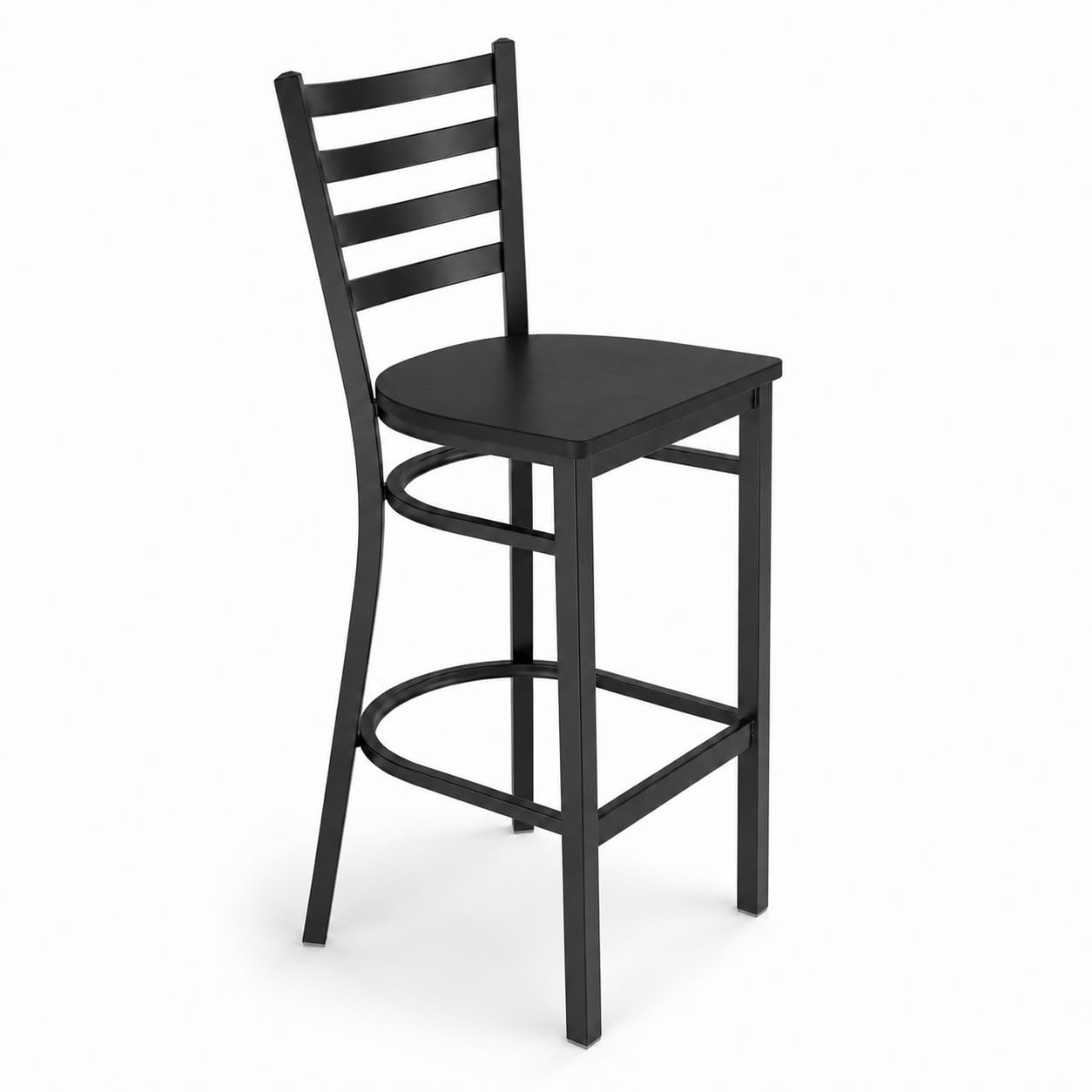 Glownary Ladder Back Bar Stool with Black Wood Seat, Bar Height