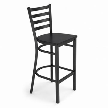 Glownary Ladder Back Bar Stool with Black Wood Seat, Bar Height