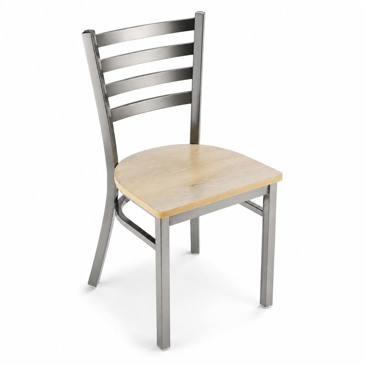 Glownary Clear Coat Ladder Back Chair with Driftwood Wood Seat