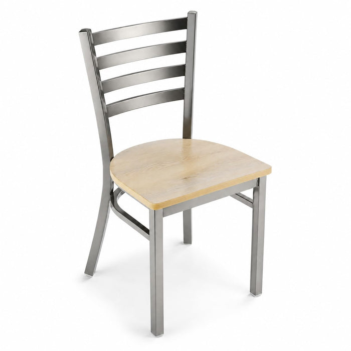 Glownary Clear Coat Ladder Back Chair with Driftwood Wood Seat