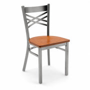 Glownary Clear Coat Cross Back Chair with Antique Walnut Wood Seat