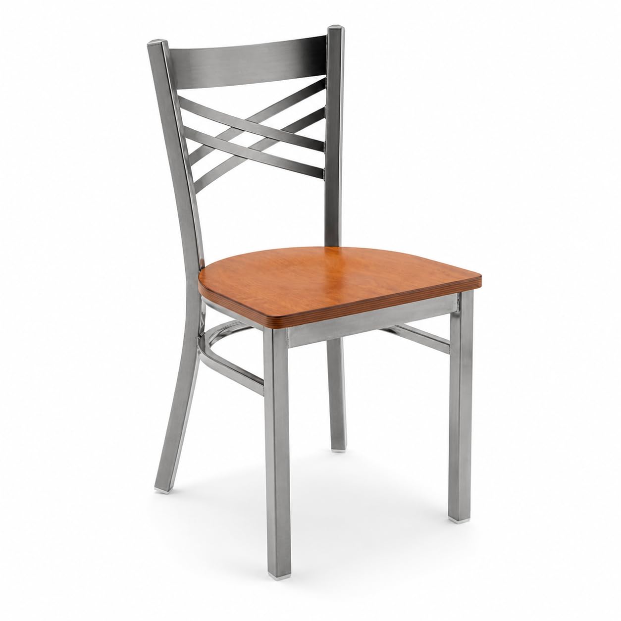 Glownary Clear Coat Cross Back Chair with Antique Walnut Wood Seat