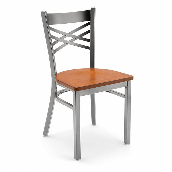 Glownary Clear Coat Cross Back Chair with Antique Walnut Wood Seat