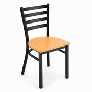 Glownary Ladder Back Chair with Natural Wood Seat, Black