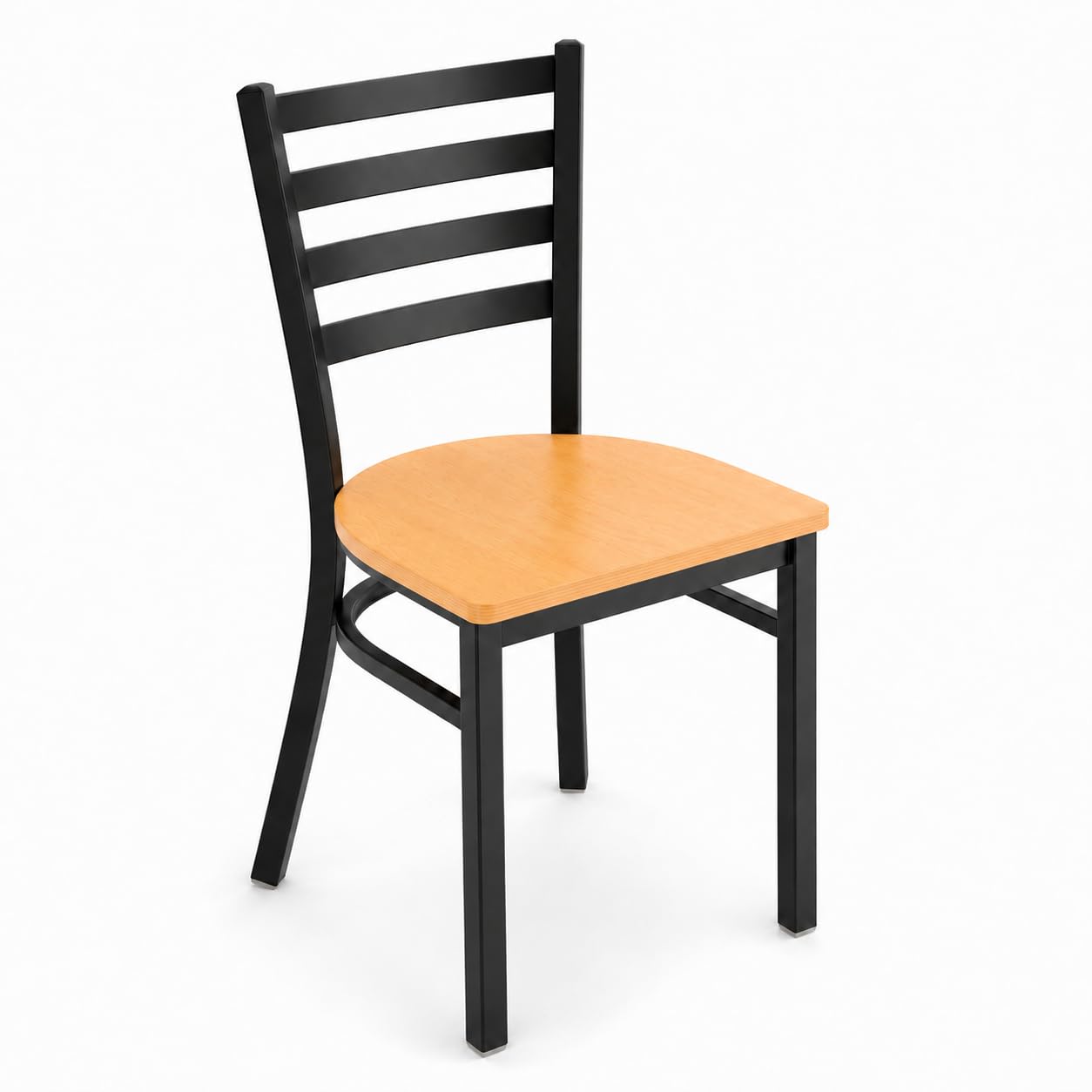 Glownary Ladder Back Chair with Natural Wood Seat, Black