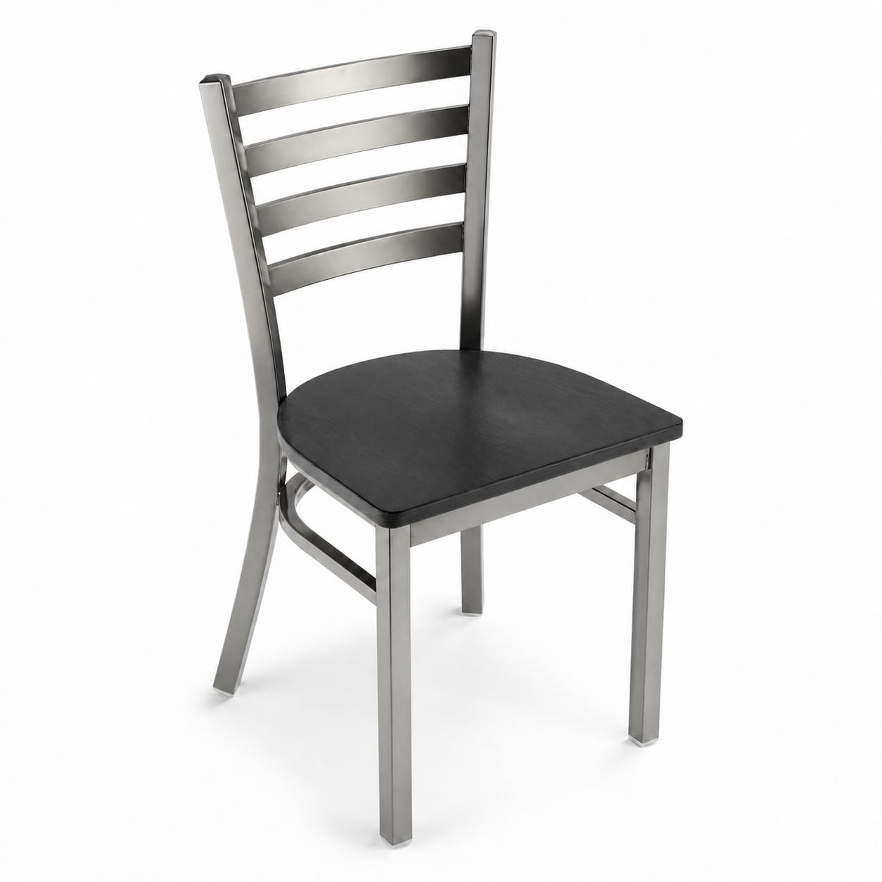 Glownary Clear Coat Ladder Back Chair with Black Wood Seat