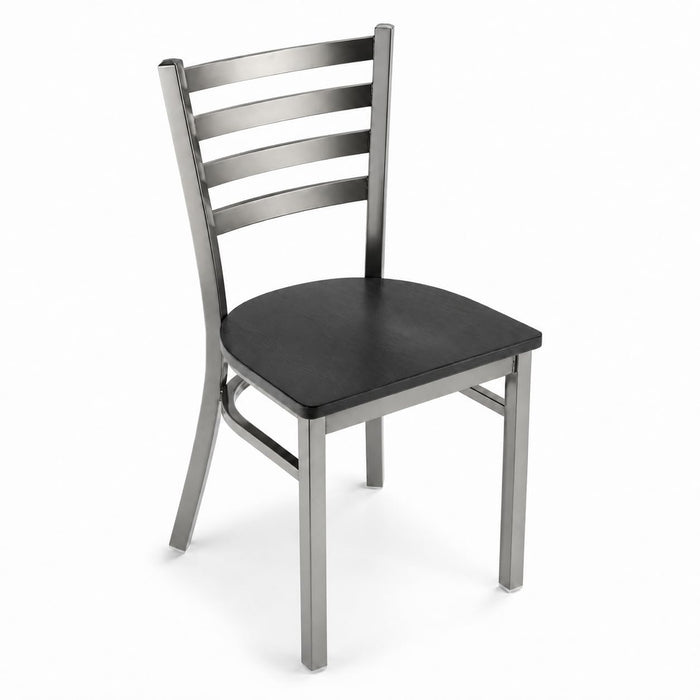 Glownary Clear Coat Ladder Back Chair with Black Wood Seat
