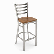 Glownary Clear Coat Ladder Back Bar Stool with Vintage Wood Seat