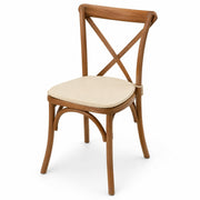 Glownary Vineyard Cross Back Chair in Barrel Brown with Tan Cushion