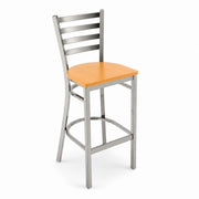 Glownary Ladder Back Bar Stool with Natural Wood Seat, Clear Coat