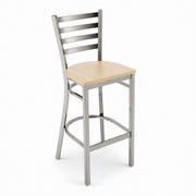 Glownary Ladder Back Bar Stool with Driftwood Seat, Clear Coat