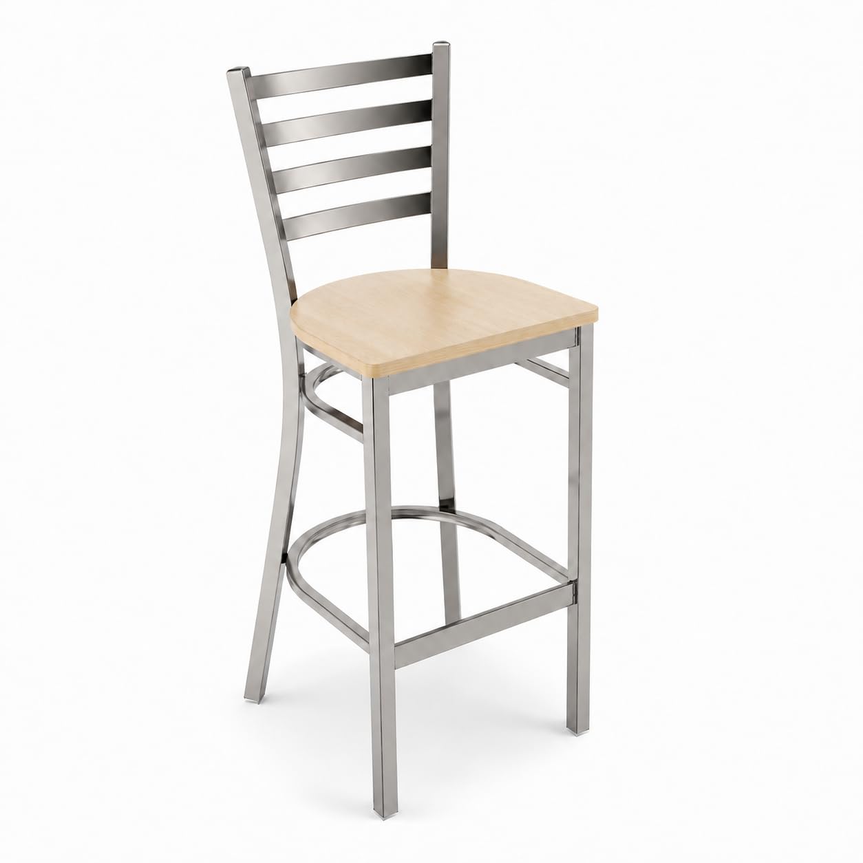 Glownary Ladder Back Bar Stool with Driftwood Seat, Clear Coat