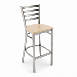 Glownary Ladder Back Bar Stool with Driftwood Seat, Clear Coat