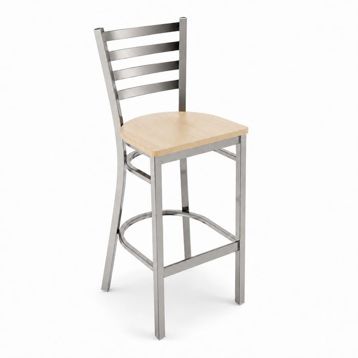 Glownary Ladder Back Bar Stool with Driftwood Seat, Clear Coat