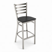 Glownary Ladder Back Bar Stool with Black Wood Seat, Clear Coat