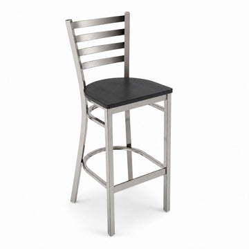 Glownary Ladder Back Bar Stool with Black Wood Seat, Clear Coat