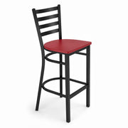 Glownary Ladder Back Bar Stool with Mahogany Wood Seat, Black