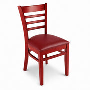 Glownary Mahogany Finish Ladder Back Chair with Burgundy Vinyl Seat