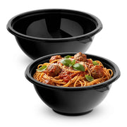 Glownary 80 oz Black PET Plastic Round Catering Bowl 5 Pack