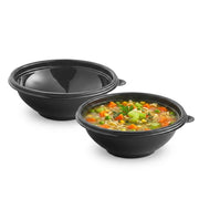 Glownary 8 oz Black PET Plastic Round Catering Serving Bowl 50/Pack
