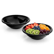 Glownary 32 oz Black PET Plastic Round Wide Catering Bowl, 25/Pack