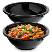 Glownary 64 oz Black PET Plastic Round Catering Serving Bowl