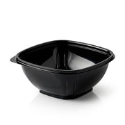 Glownary 16 oz Black PET Plastic Square Catering Serving Bowl