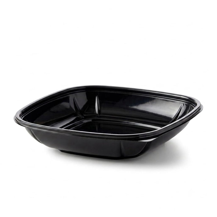 Glownary 24 oz Black PET Plastic Square Catering Bowl 300/Case