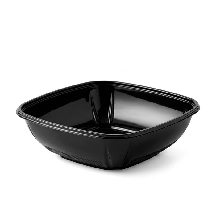 Glownary 64 oz Black PET Plastic Square Catering Serving Bowl
