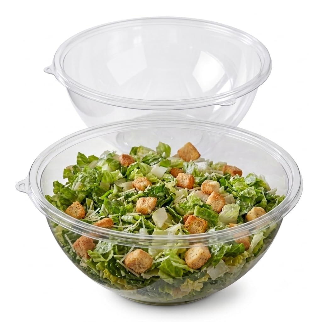 Glownary 320 oz Clear PET Plastic Round Catering Serving Bowl