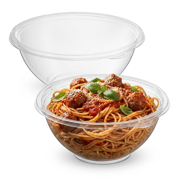 Glownary 80 oz Clear PET Plastic Round Catering Serving Bowl