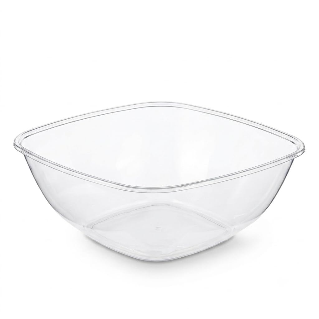 Glownary 320 oz Clear PET Plastic Square Catering Serving Bowl