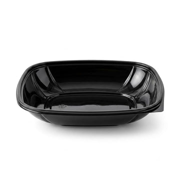 Glownary 32 oz Black PET Plastic Square Catering Serving Bowl