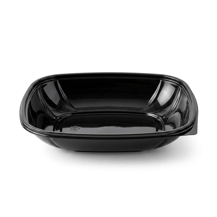 Glownary 32 oz Black PET Plastic Square Catering Serving Bowl