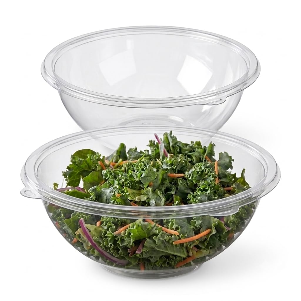 Glownary 160 oz Clear PET Plastic Round Catering Serving Bowl