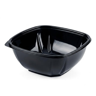 Glownary 48 oz Black PET Plastic Square Catering Serving Bowl