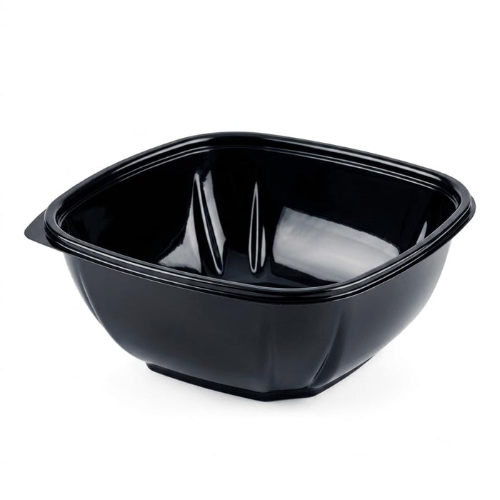 Glownary 48 oz Black PET Plastic Square Catering Serving Bowl