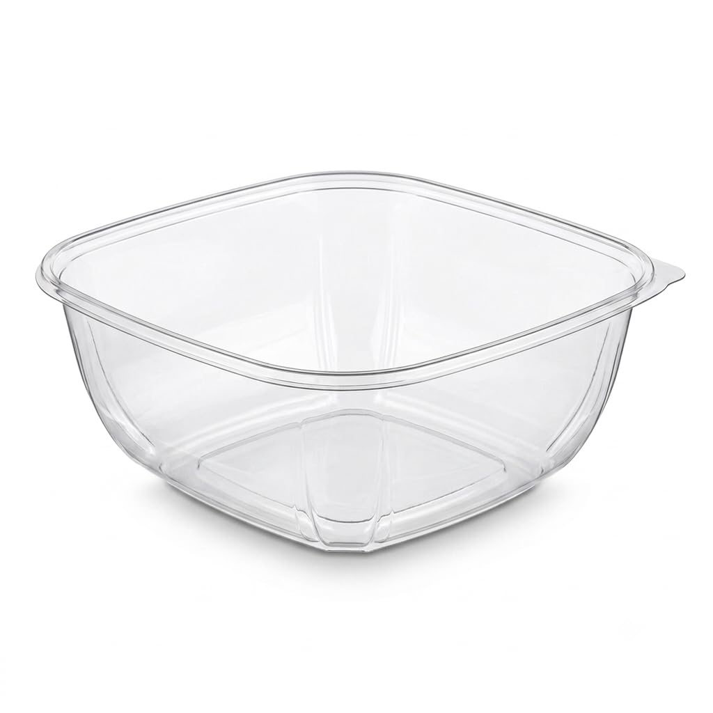Glownary 160 oz Clear PET Plastic Square Catering Serving Bowl