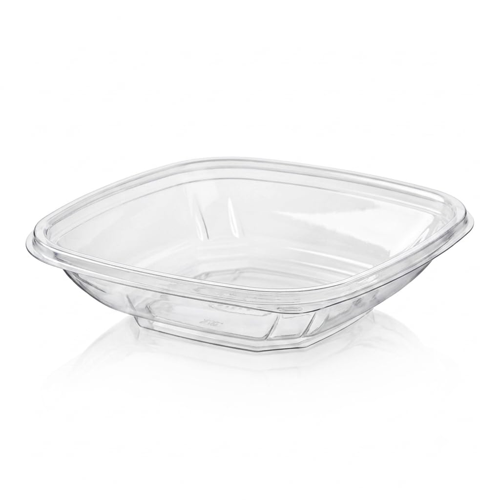 Glownary 8 oz. Clear PET Plastic Square Catering Serving Bowl