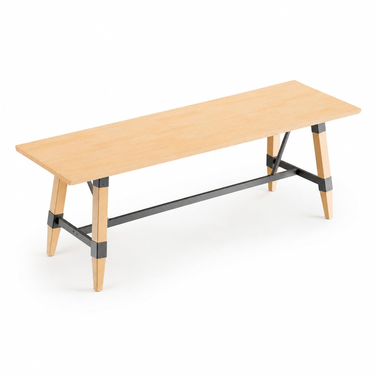 Glownary Industrial Live Edge Trestle Table 244cm x 76cm Bleached Oak