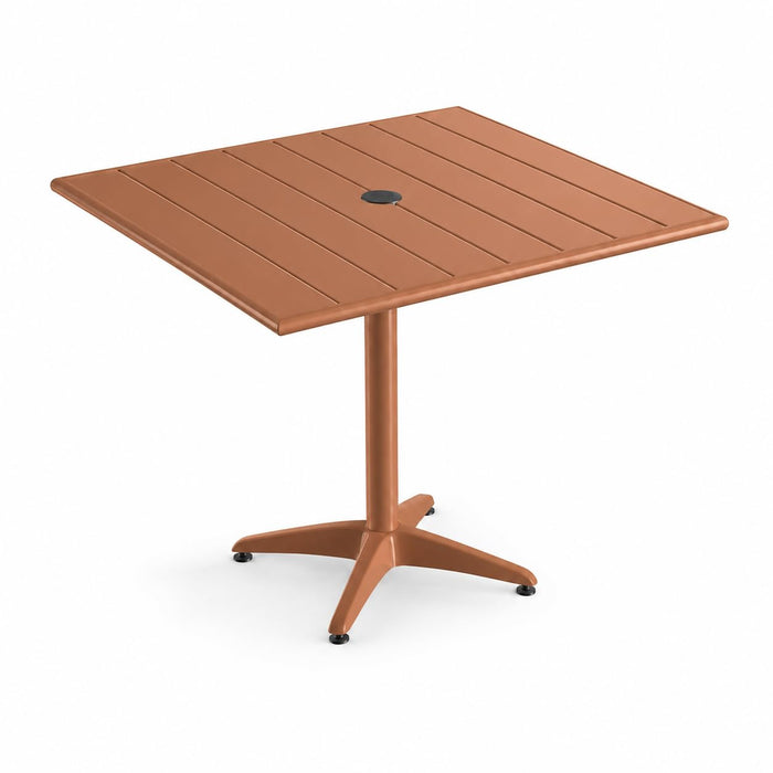 Glownary 36" x 36" Brown Aluminum Outdoor Dining Table with Umbrella Hole