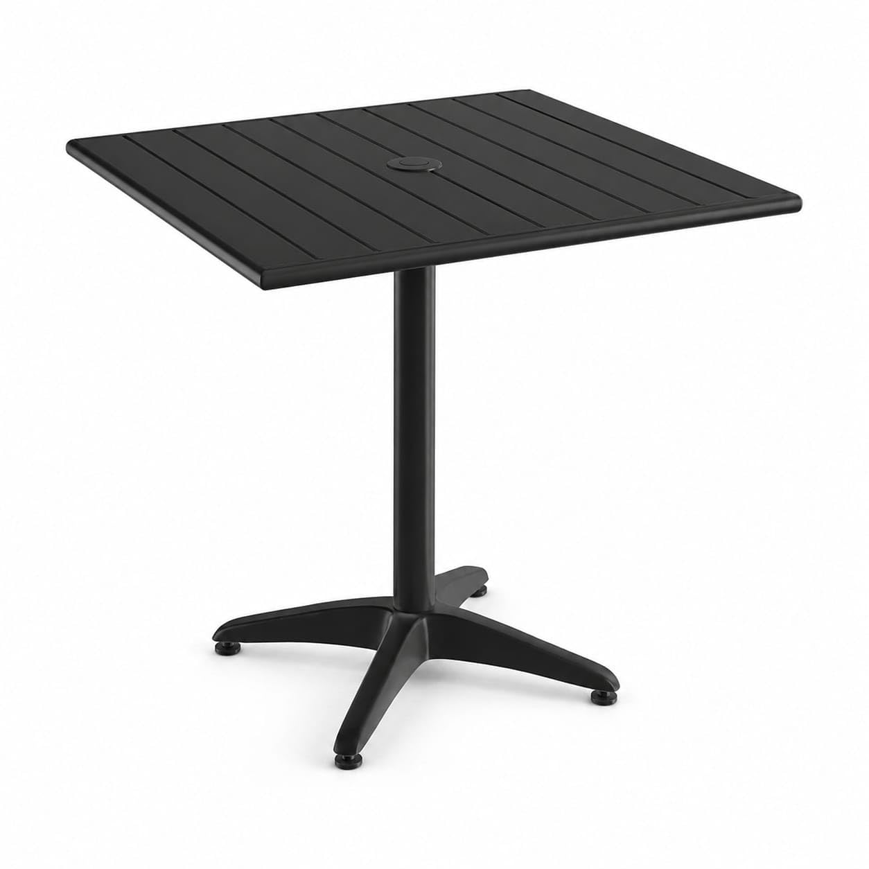 Glownary 32" x 32" Black Aluminum Outdoor Dining Table with Umbrella Hole