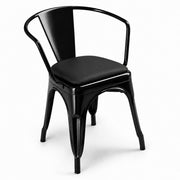 Glownary Alloy Onyx Black Indoor Arm Chair with Vinyl Cushion