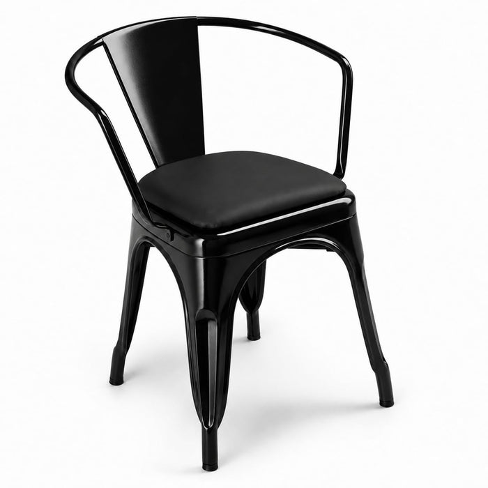 Glownary Alloy Onyx Black Indoor Arm Chair with Vinyl Cushion