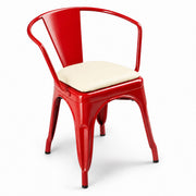 Glownary Alloy Ruby Red Indoor Arm Chair with White Vinyl Cushion