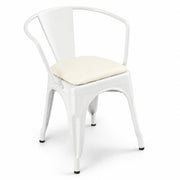 Glownary Alloy Pearl White Indoor Arm Chair with Vinyl Cushion