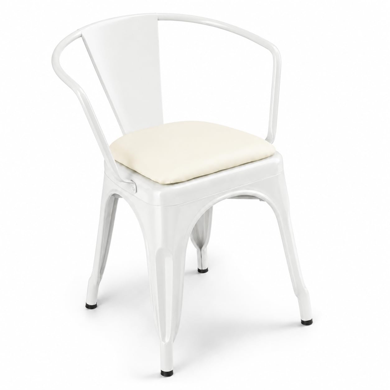 Glownary Alloy Pearl White Indoor Arm Chair with Vinyl Cushion
