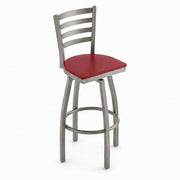 Glownary Clear Coat Ladder Back Swivel Bar Stool with Mahogany Seat