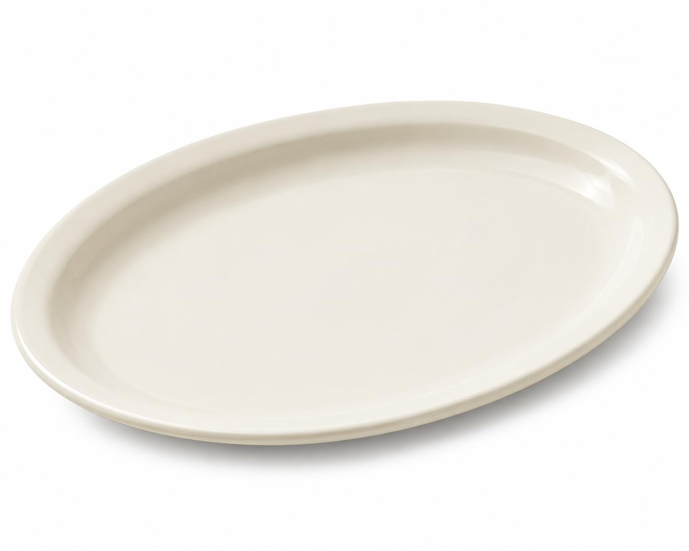 Glownary 11 1/2" x 9 1/8" Ivory Narrow Rim Oval Stoneware Platter
